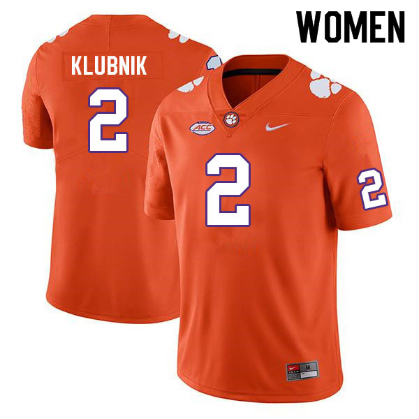 Women #2 Cade Klubnik Clemson Tigers College Football Jerseys Sale-Orange